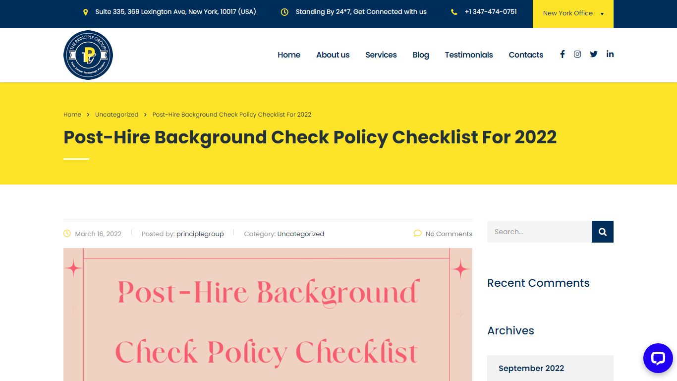 Post-Hire Background Check Policy Checklist For 2022