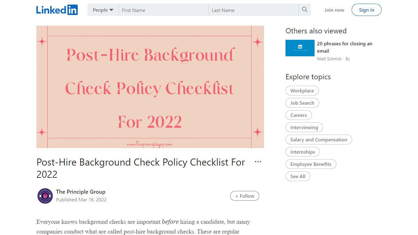 Post-Hire Background Check Policy Checklist For 2022